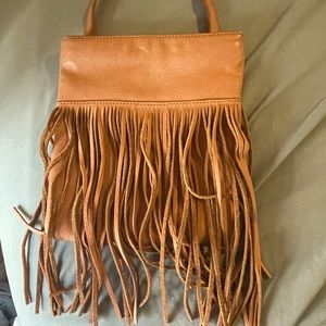 Margot Genuine Leather Crossbody Fringe Tan Bag